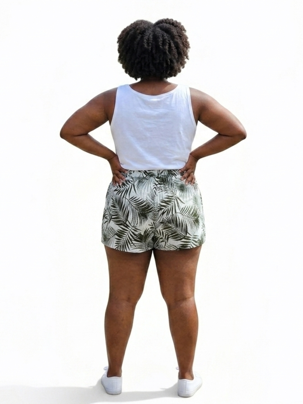 NWT H&M Plus Size Lightweight Jersey Knit Shorts In Palm Print Size 2X - Picture 3 of 4